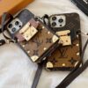 Louis Vuitton iPhone 17 16 15 Pro Max Wallet Case With Card Holder and Strap