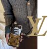Louis Vuitton iPhone 15 16 17 Pro Max Leather Case With Card Holder Wallet and Strap