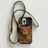 Louis Vuitton iPhone 17 16 15 14 Pro Max Leather Case With Card Holder and Strap