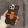 Louis Vuitton iPhone 15 14 Pro Max Leather Case With Stuff and Card Holder