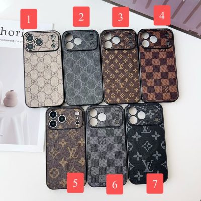 Louis-Vuitton iPhone 15 16 17 Pro Max Case Leather Coque Phone Cover