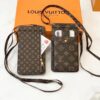 Louis Vuitton iPhone 14 15 16 17 Pro Max Phone Bags Case with Card Holder Long Strap