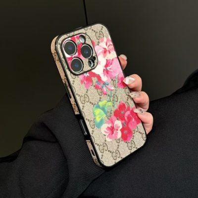 Gucci-Floral iPhone 16 17 Pro Max Case Flower Designer Leather Phone Case