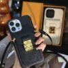 Louis Vuitton iPhone 14 15 Pro Max Leather Case with Card Holder Wallet and Long Strap