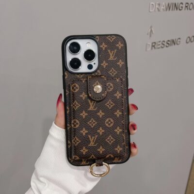 Brown Louis Vuitton iPhone 16 Pro Max Card Holder Wallet Leather Case