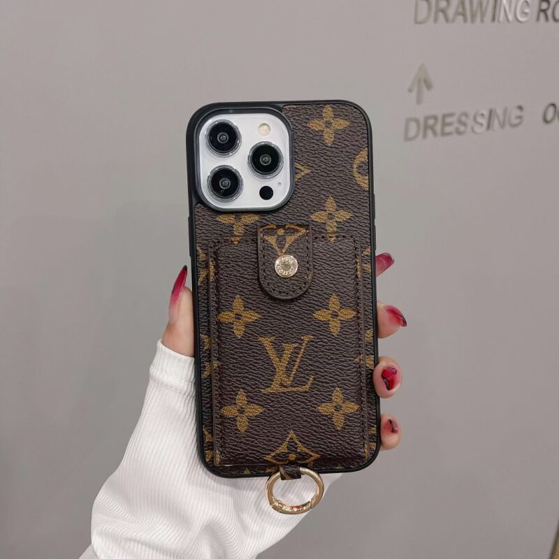 Brown Louis Vuitton iPhone 16 Pro Max Leather Case With Card Holder Wallet