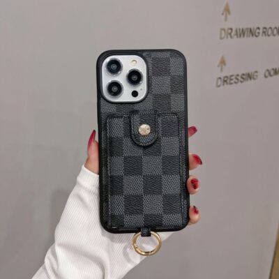 iPhone 16 Pro Louis Vuitton Leather Card Holder Wallet Case