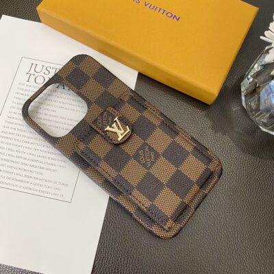 Louis-Vuitton iPhone 16 Pro Max Leather Case with Card Holder wallet