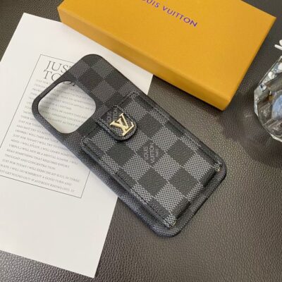 Louis-Vuitton iPhone 16 Pro Max Leather Case With Card Holder Wallet