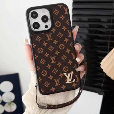 Louis Vuitton iPhone 17 Air 16 15 Pro Max  Leather Case with Handle Strap
