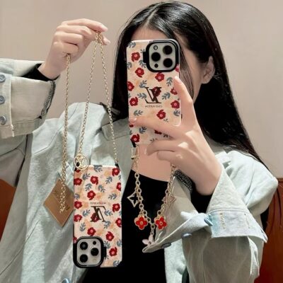 Louis-Vuitton iPhone 15 Pro Max Case With Hanging Chain Strap