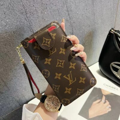 Louis Vuitton iPhone 17 16 Pro Max Leather Phone Pouch Bag Wallet