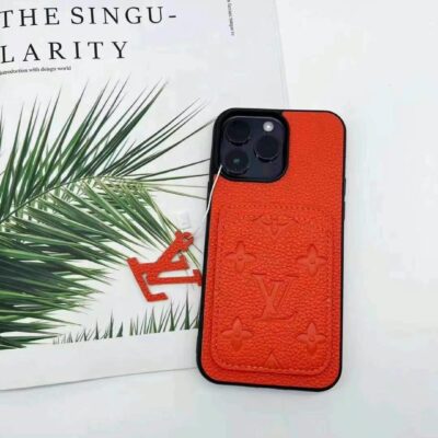 LV Monogram Leather iPhone 15 16 Pro Max Case with Credit Card Holder Wallet Case
