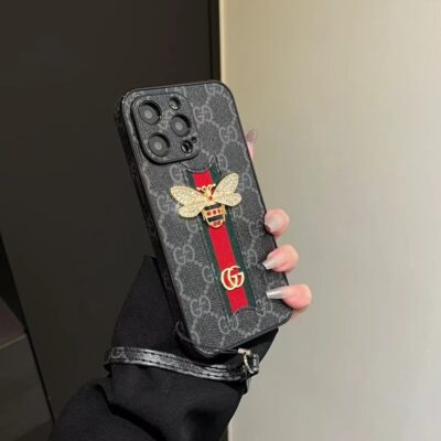 Gucci iPhone 17 Pro Max Case With GG Bee Design And Hand Strap