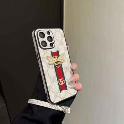Gucci iPhone 17 Pro Max Case With Hand Strap And Bee Designer