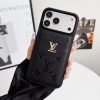 LV Case iPhone 16 17 Pro Max Leather Case With Card Holder Holder