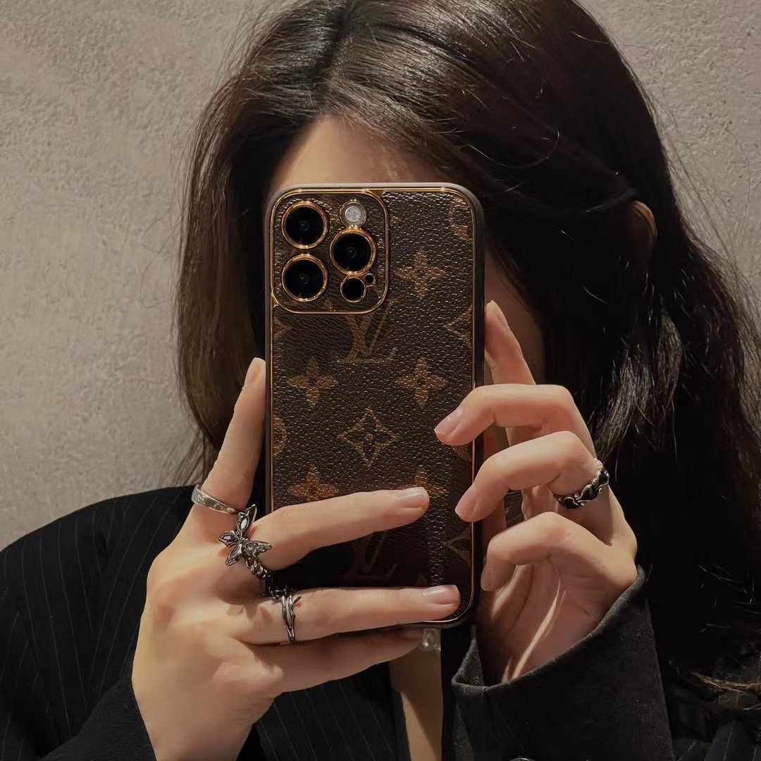 Louis Vuitton iPhone 17 16 Pro Max Brown LV Leather Phone Case |