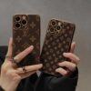 Louis Vuitton iPhone 17 16 Pro Max Brown LV Leather Phone Case