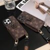 Louis Vuitton iPhone 16 17 Pro Max Card Holder Case With Long Strap