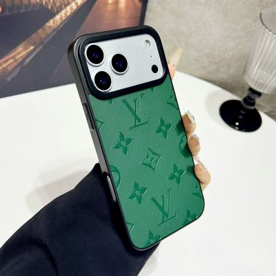 Louis-Vuitton iPhone 17 Pro Max Case LV Green Leather Phone Case Wallet