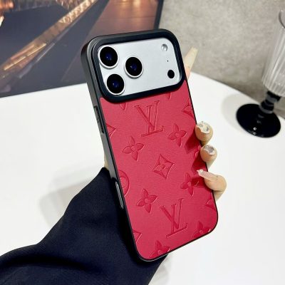 Louis Vuitton iPhone 17 Pro Max Pink Red Leather Case