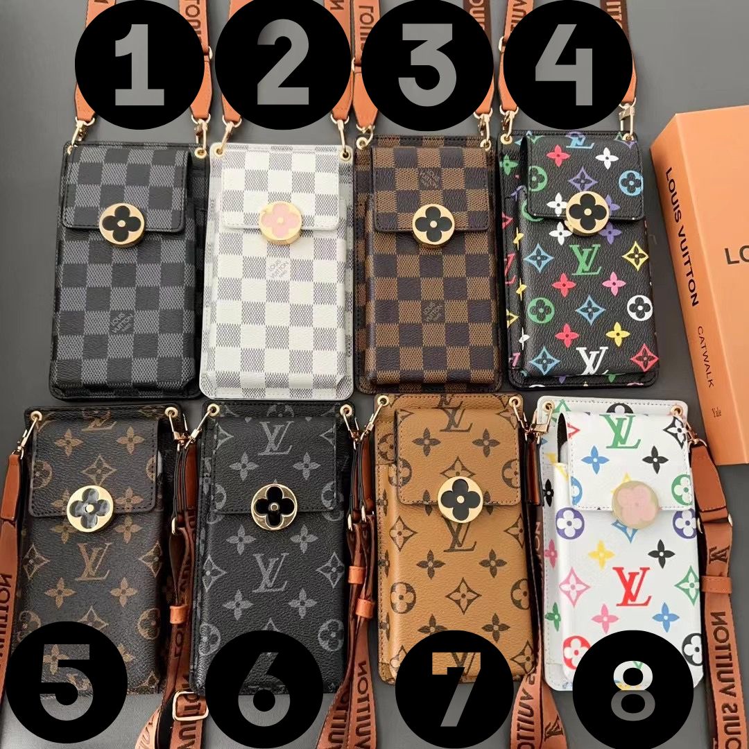 Louis-Vuitton iPhone 17 16 15 14 Pro Max LV Leather Phone Pouch