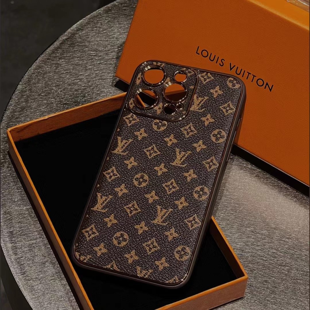 Louis Vuitton iPhone 17 16 Pro Max Brown LV Leather Phone Case |