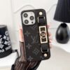 Louis Vuitton iPhone 16 Pro Max Leather Case With Strap Handle LV Logo