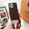 Louis Vuitton Leather LV Case iPhone 17 16 15 14 Pro Max With Long Shoulder Strap
