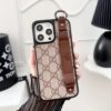 Gucci iPhone 15 16 Pro Max GG Leather Case With Strap Handle