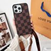 Louis Vuitton iPhone Leather Case 17 16 15 14 Pro Max With Shoulder Strap