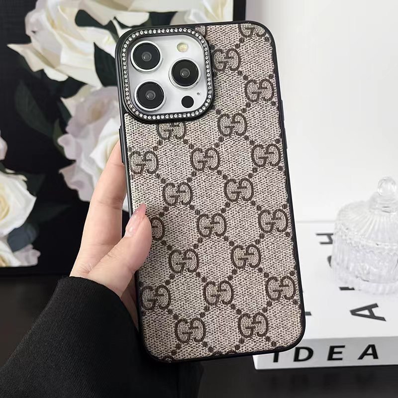 Gucci iPhone 16 15 14 Pro Max Leather Case Cover |