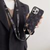 LV Leather Case for iPhone 17 Air 16 Plus 15 16 17 Pro Max Case with Card Holder And Strap