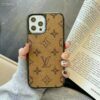 Louis-Vuitton iPhone 17 16 15 Pro Max Leather Case With LV Logo