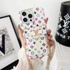 Louis Vuitton iPhone 16 & 15 Pro Max Case with Metal Chain Strap & Hand Holder Luxury Leather Wallet Case