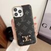 Black Louis Vuitton iPhone 16 15 Pro Max Leather Case With LV Logo Cover for iphone 14 15 Plus