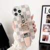Louis Vuitton iPhone 16 Plus 14 15 Pro Max Case Leather Cover With LV Handle Belt Strap