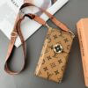 Louis Vuitton iPhone 17 16 15 14 Pro Max LV Leather Phone Bag Case With Strap