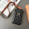 Louis-Vuitton iPhone 17 16 15 14 Pro Max LV Leather Phone Pouch Bag Case With Card Holder and Strap