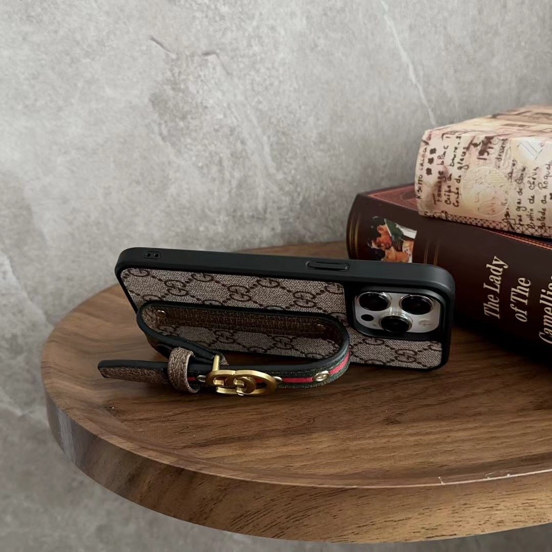 Louis Vuitton-Gucci iPhone 16 Pro Max Case With Handle Leather |