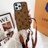 Louis Vuitton Leather LV Case iPhone 17 16 15 14 Pro Max With Shoulder Strap