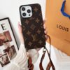 Louis Vuitton Leather LV Case iPhone 17 16 15 14 Pro Max With Shoulder Strap