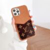 Louis Vuitton iPhone 15 16 Pro Max Leather Case Metal LV Logo With Card holder