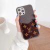 Louis Vuitton iPhone 16 15 14 Pro Max Leather Case With Card holder LV Logo