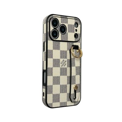 Louis Vuitton iPhone 17 16 Pro Max Case Leather With Hand Holder Strap