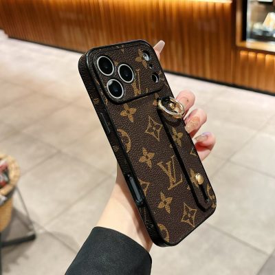 Louis Vuitton iPhone 17 16 Pro Max LV Leather Holder Strap Case