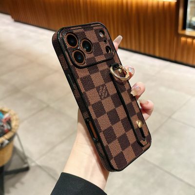 Louis Vuitton iPhone 17 16 Pro Max Leather Case With Handle Strap