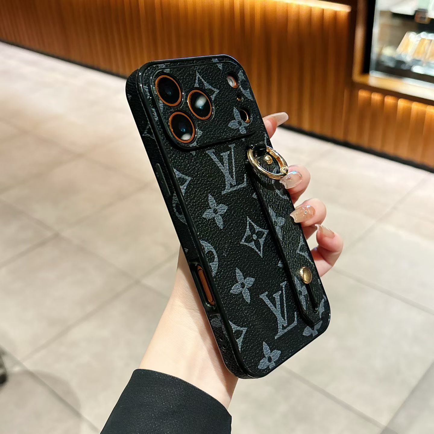 Louis Vuitton iPhone 17 16 Pro Max Case With Leather Holder Strap