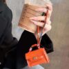 Luxury Case Hermes Airpods 4 Pro 2 3 Orange leather Bag AirPods Cover