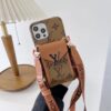 Louis Vuitton iPhone 17 16 15 14 Pro Max Case With Leather Strap